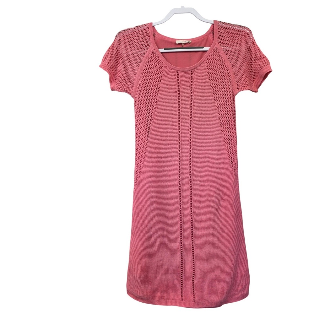 Trina Turk Dress Women S Pink Knit Feminine Sweater Crochet Lined Coquette